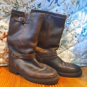 Shearling Lined L.L. Bean Vintage Boots Brown Leather Size 7 EUC